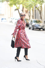 Trenched in Plaid | Vinyl Belted Trench Coat