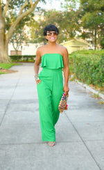 Strapless Jumpsuit with Top Ruffle Detail