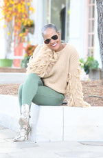 Fringe Benefits | Sweater with Fringe Sleeve Detail