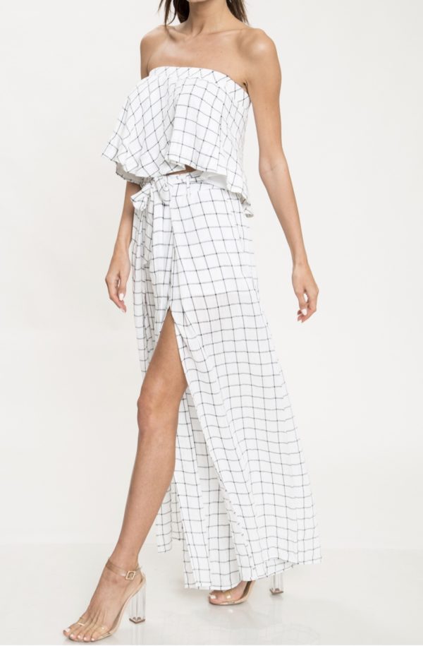 Checked at the Door| Black & White Check Flowy Pants Set